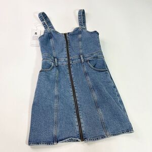 Boyish Dress Womens 4 Blue Mid-Wash The Hepburn Wash Denim Zip-Front Mini Dress
